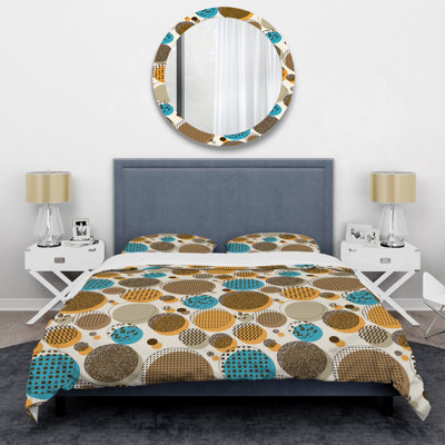 Brown Circle Pattern Polyester Dots Duvet Cover