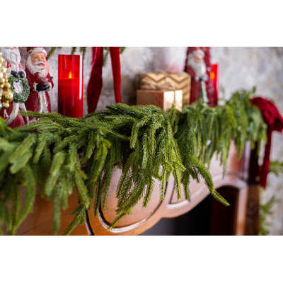 Norfolk Collection - Real Touch Norfolk Pine Christmas Holiday Front Door Garland Table Runner