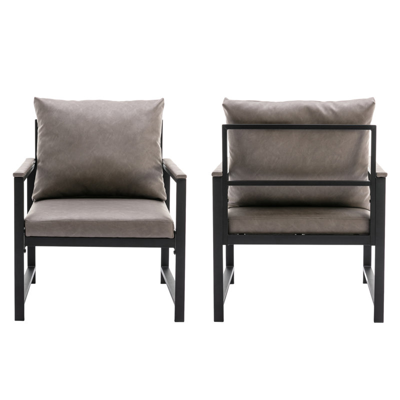 Fauteuil Hochreiter de 29,1 po de largeur avec coussins, Similicuir gris