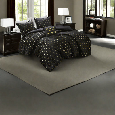 Luxurious Plush Bedding Sets, Black Gold, Modern Style, Home Comfort