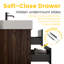 Meuble-lavabo mural moderne de 30 pi avec lavabo en quartz et tiroirs à fermeture en douceur, lavabo une pièce, panneaux de qualité E1, 20% plus de rangement, montage facile, assemblage double, côté grain de bois blanc brillant