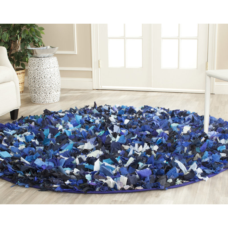 Godsey Shag Hand Woven Performance Abstract Rug, Round 4'
