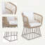 Chaise de salle à manger d'extérieur 24,4 po en teck avec structure et coussin en acier beige