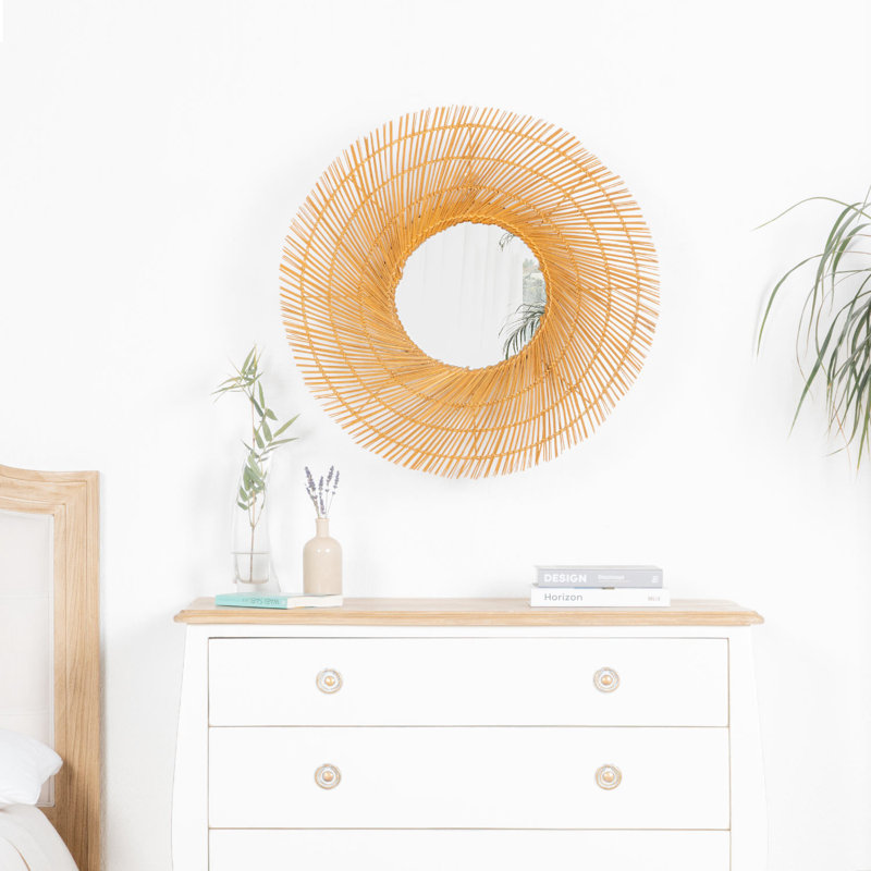 Zeus Coconut Cane Flat Wall Mirror