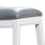 Tabouret de bar de 30 po de hauteur, finition blanche, siège en cuir gris-1658469844-1658469846