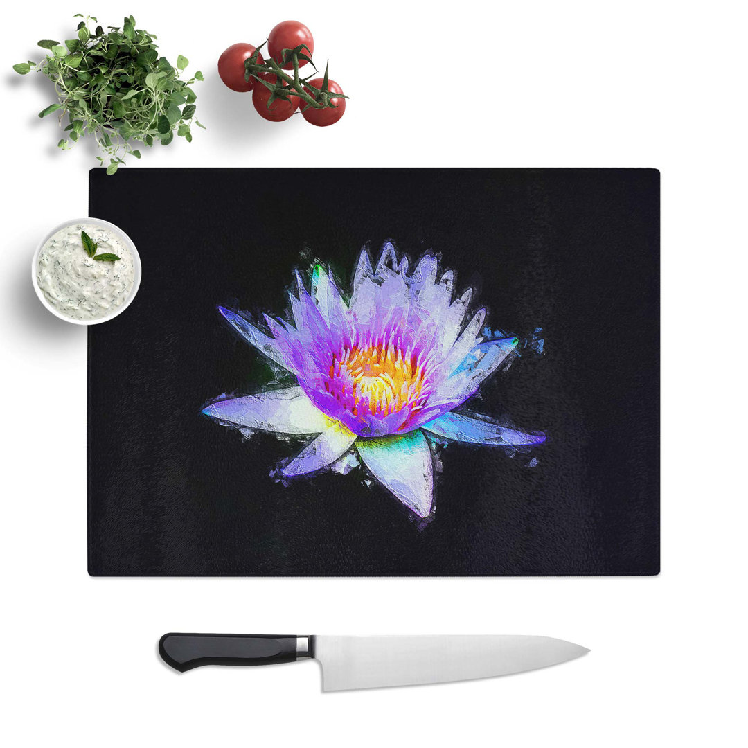 Tempered Glass Violet Water Lily Chopping Board