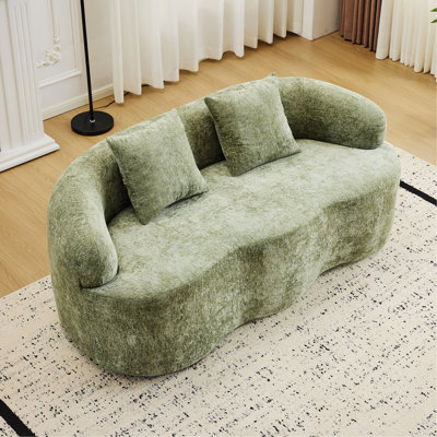 Canapé courbé avec 2 coussins pour petit espace, salon, chambre à coucher