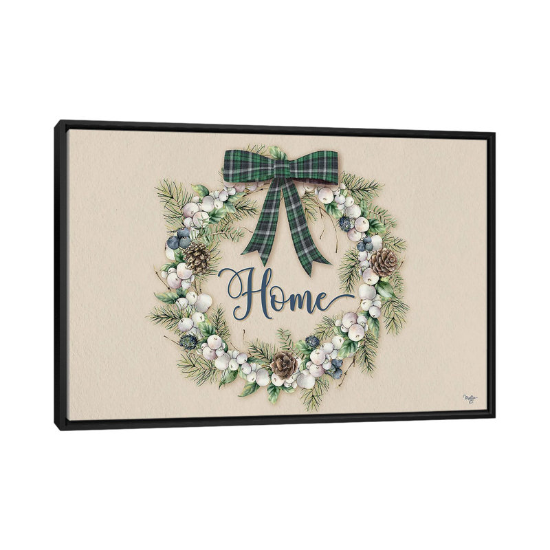 Winterberry Home Wreath - reproduction d'art murale - toile encadrée, H 18 po x l 26 po, Noir