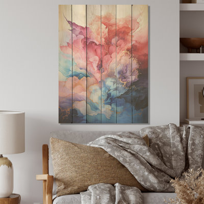 Aurora Borealis Liquid Charm Beauty - Aurora Borealis Wood Wall Art On Natural Pine Wood