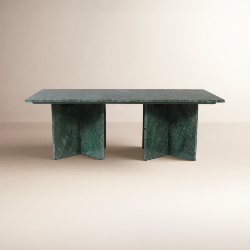 Verona Cross Legs Coffee Table, Green Marble