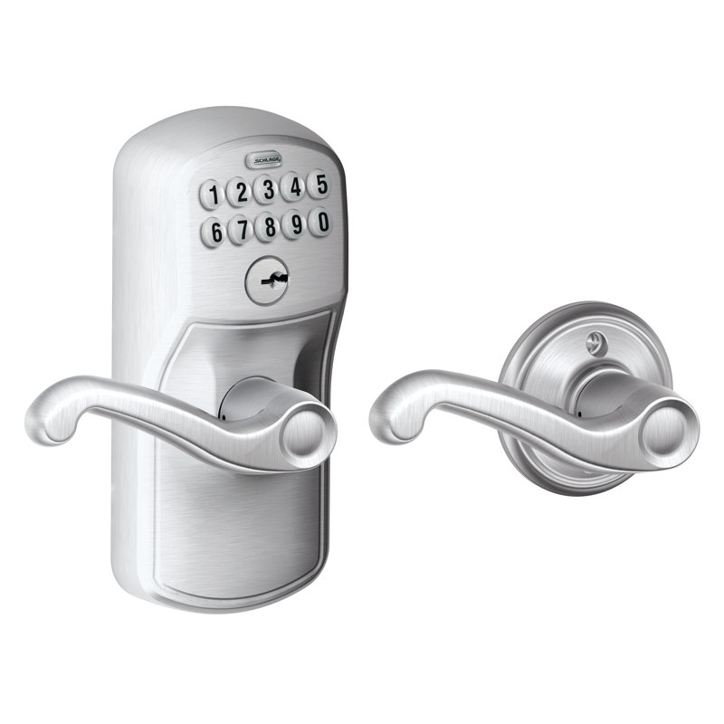 Flair Door Lever with Plymouth Trim, Satin Chrome, Keyed Different