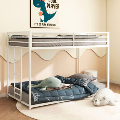 Twin Over Twin Bunk Bed Metal, Low Profile And Easy Climbing With Stable Ladder