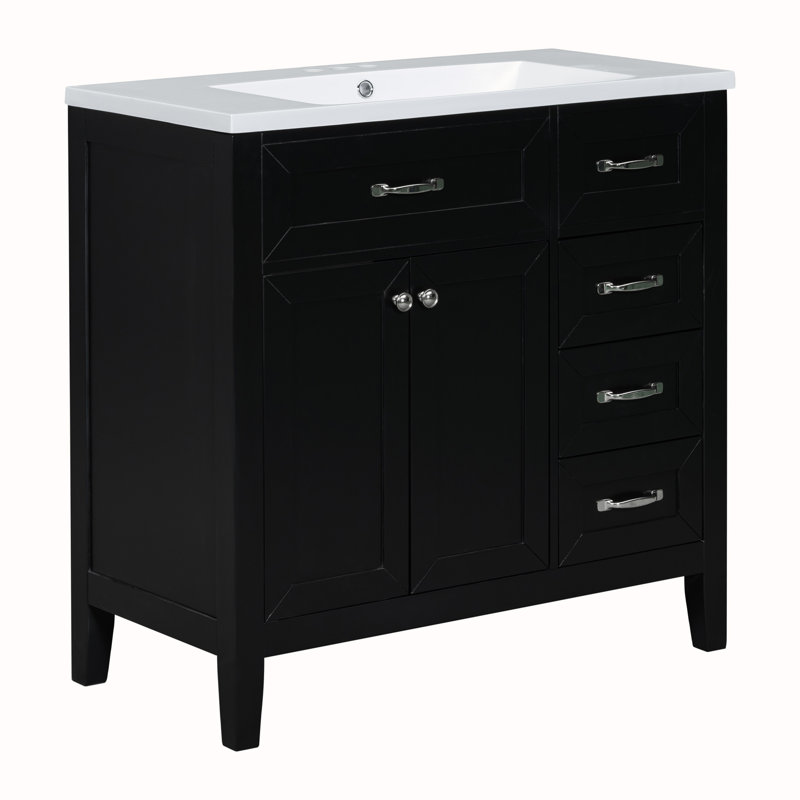 Meuble-lavabo 36 po avec lavabo, Noir