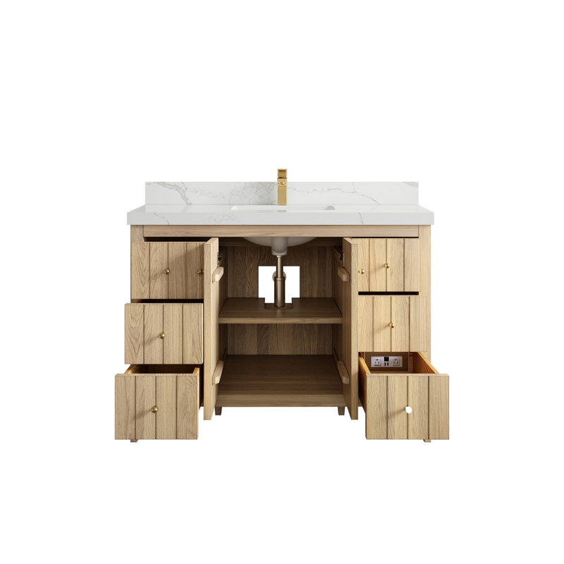 Chêne d'Atlanta 48 po X P 22 po D Meuble-lavabo simple avec 2 po Quartz, Calacatta Laza