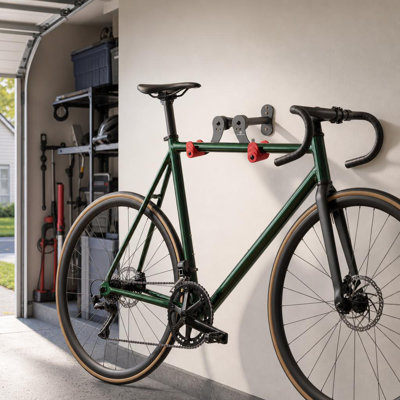 Wall Mount Bike Storage Rack, Adjustable Horizontal Metal Bicycle Hanger with Wheel Strap, 48.5 lb Capacity for Garage