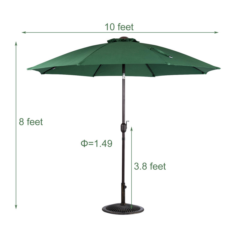 Parasol Shealin 120 avec contrepoids inclus, Vert
