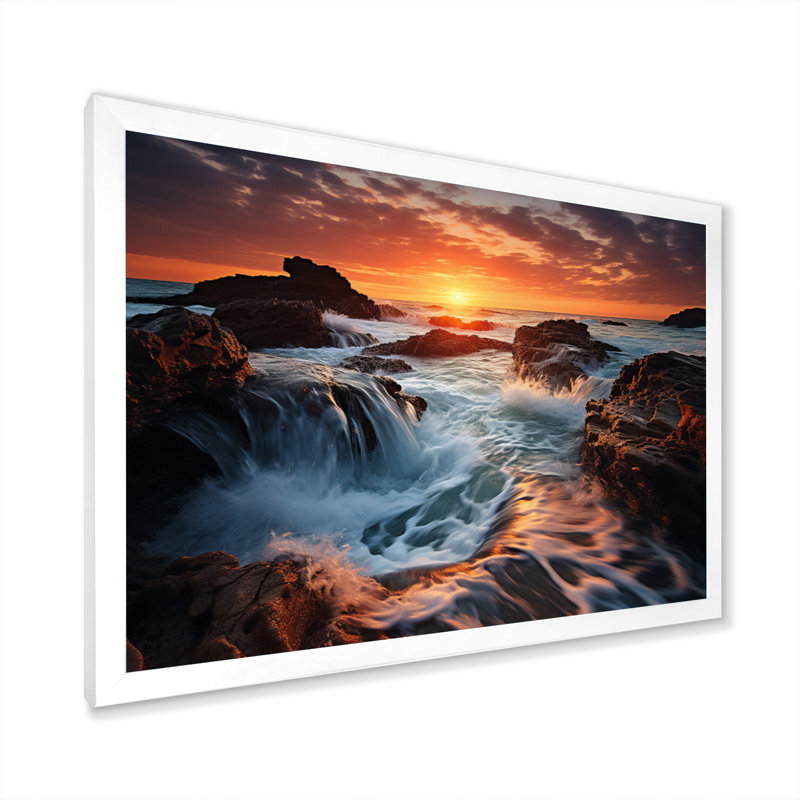 «Sunset Horizon V», reproduction sur toile, H 16 po x l 32 po x P 1 po, Cadre photo blanc
