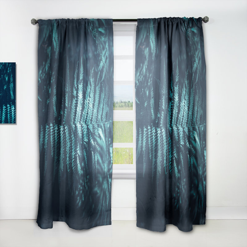 Magnifiques feuilles de fougère vert foncé en forêt - Rideau en velours tropical - obscurcissant - 1 panneau