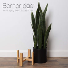 Large Faux Snake Plant in Black Ceramic Rectangular Planter