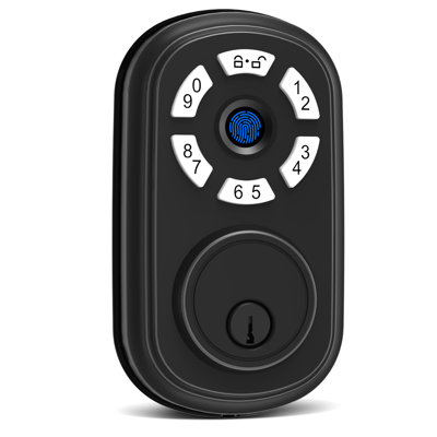 Serrure de porte d'entrée biométrique à pêne dormant sans clé avec empreinte digitale, NIP unique, verrouillage automatique, déverrouillage rapide en 0,3 s, noir mat, pour portes résidentielles standard américaines