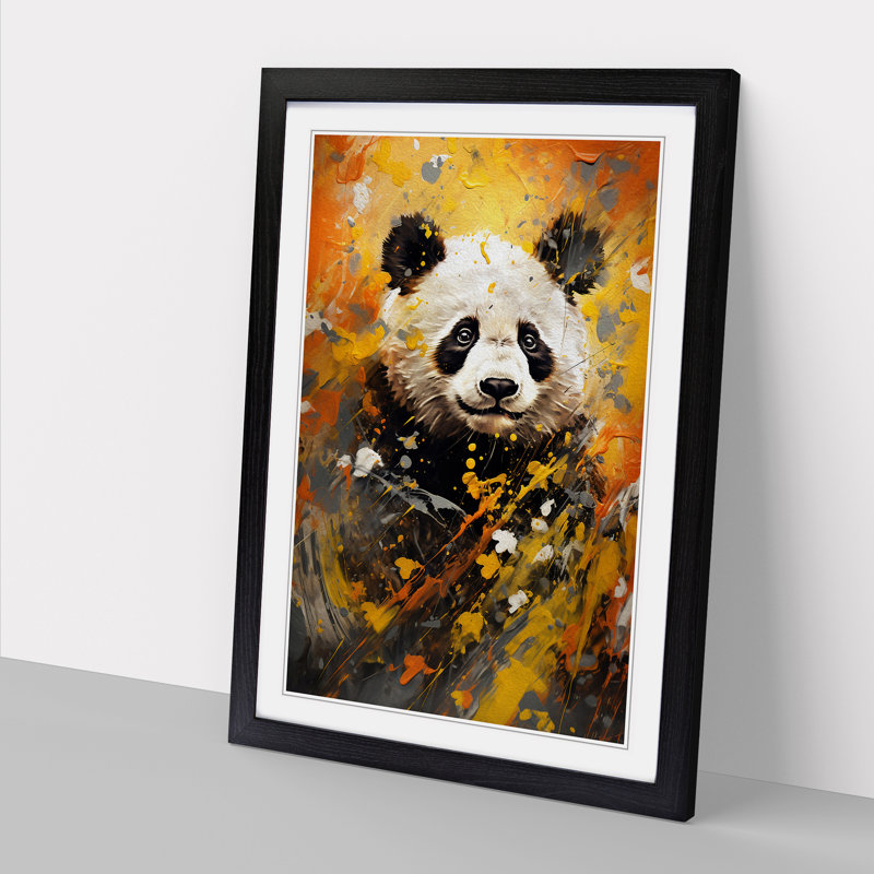 Panda Expressionism No.2 - Framed Print, Black Framed, 46cm H x 34cm W