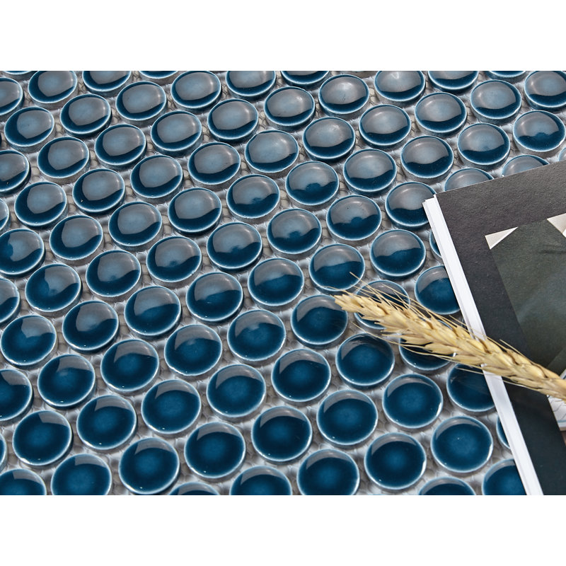 Carreau de mosaïque rond en porcelaine de 0,8 po x 0,8 po Value Series, Marine