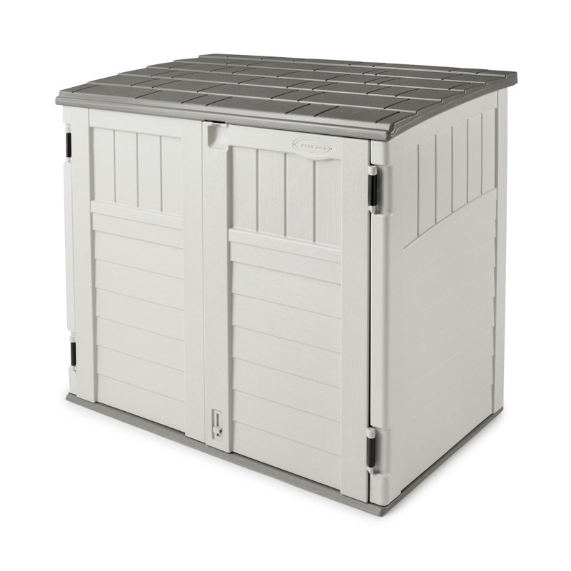 Suncast Outdoor Resin Horizontal Storage Shed, Beige/Gray