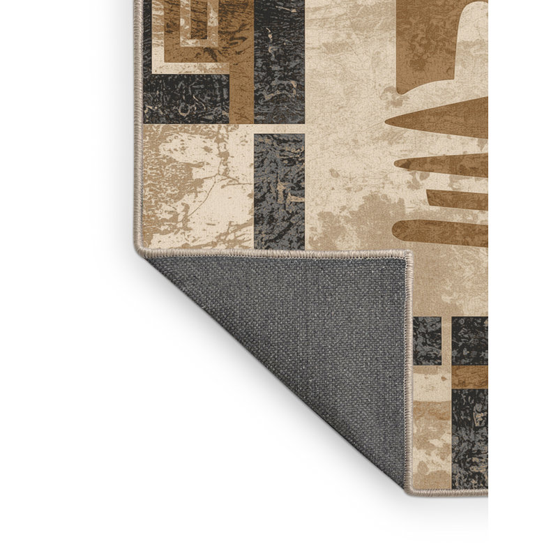 Tapis moelleux moelleux à imprimé bloc Cozine, Carré 4 pi