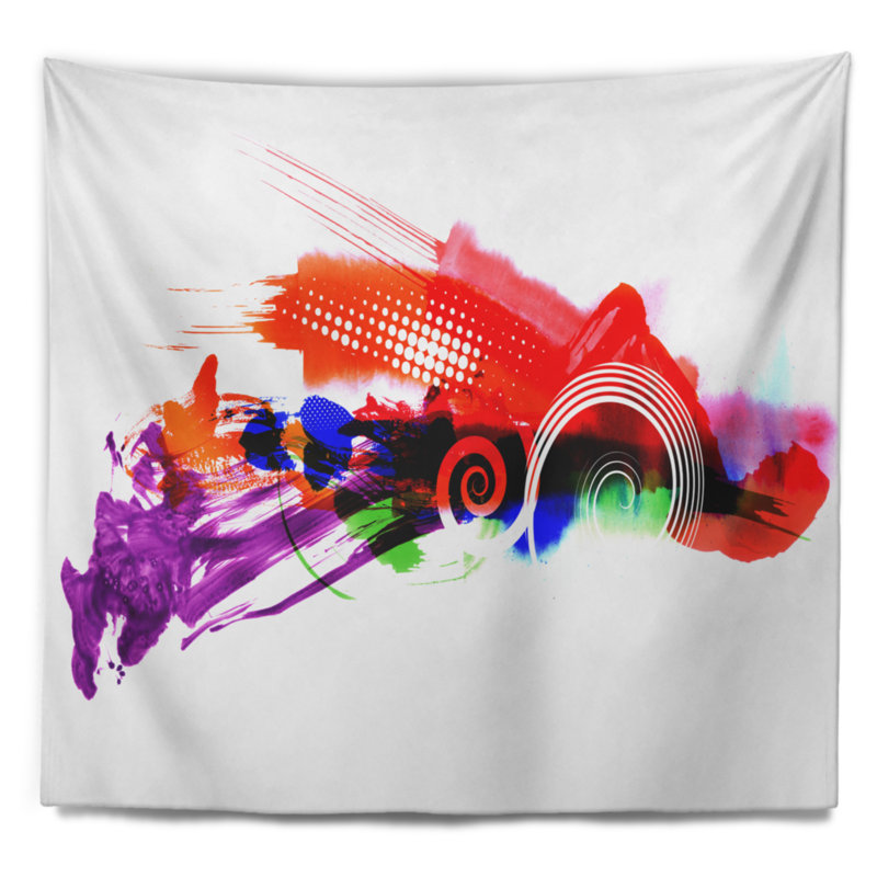 Tapisserie abstraite éclaboussures de couleurs, H 50 po x l 60 po