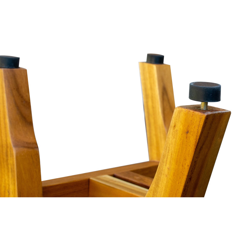CoastalVogue Satori, tabouret de douche en teck de 14 po, repose-pieds en teck et tabouret de rasage en teck, l 14 po x T 15 po, en teck naturel