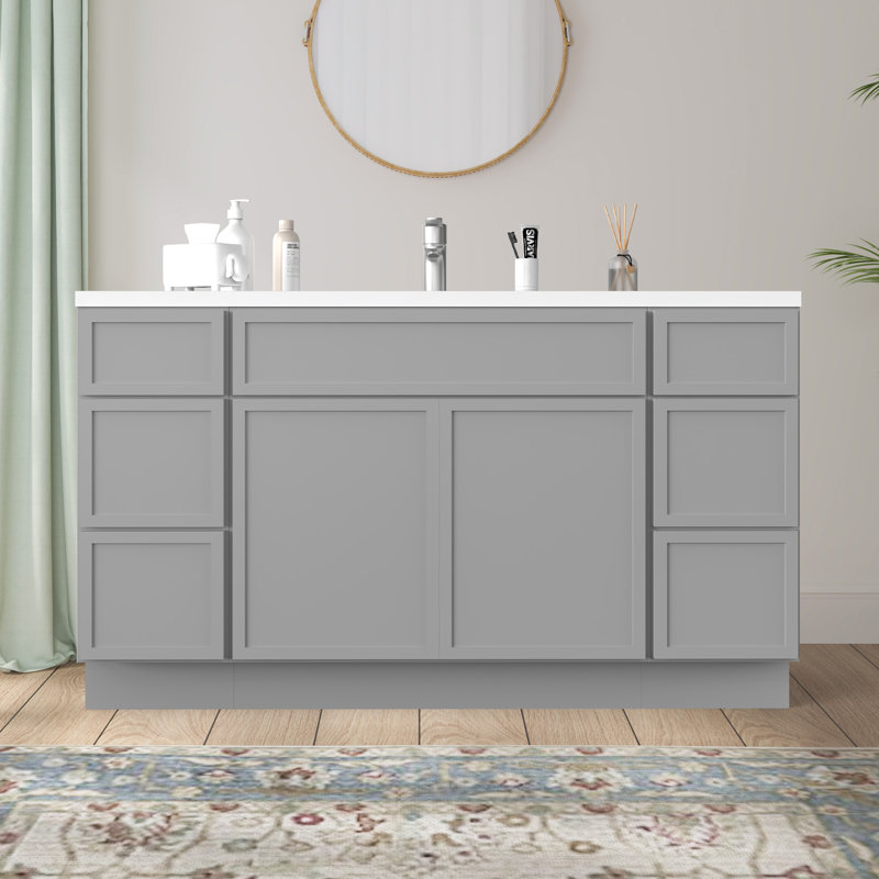 57'' Single Bathroom Vanity Base Only, Gray