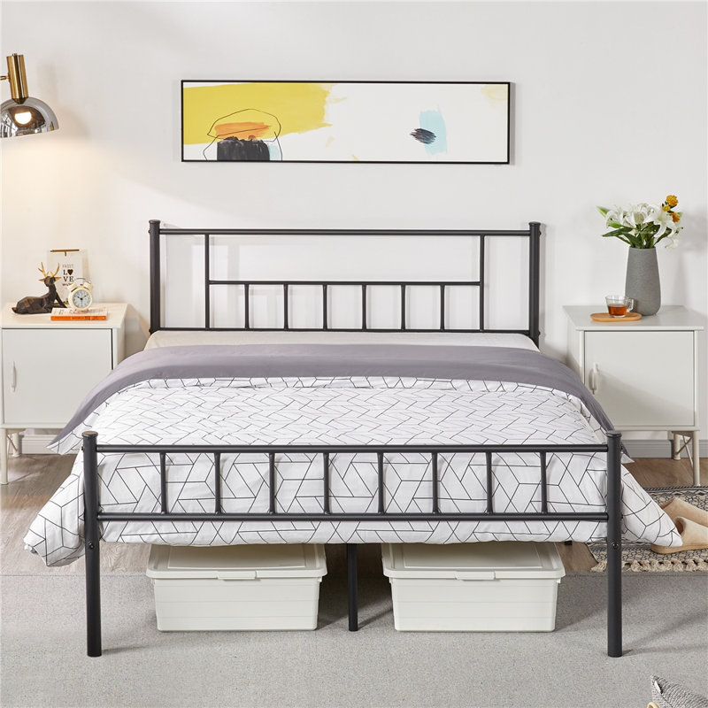Delaenie Metal Platform Bed, Black, Full / Double