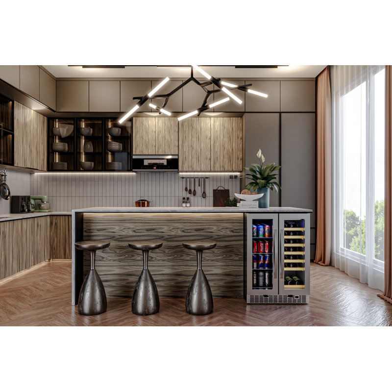 Koolmore 24 in. Width 21 Bottles and 60 Cans Dual Zone Freestanding/Built-In Wine & Beverage Refrigerator.