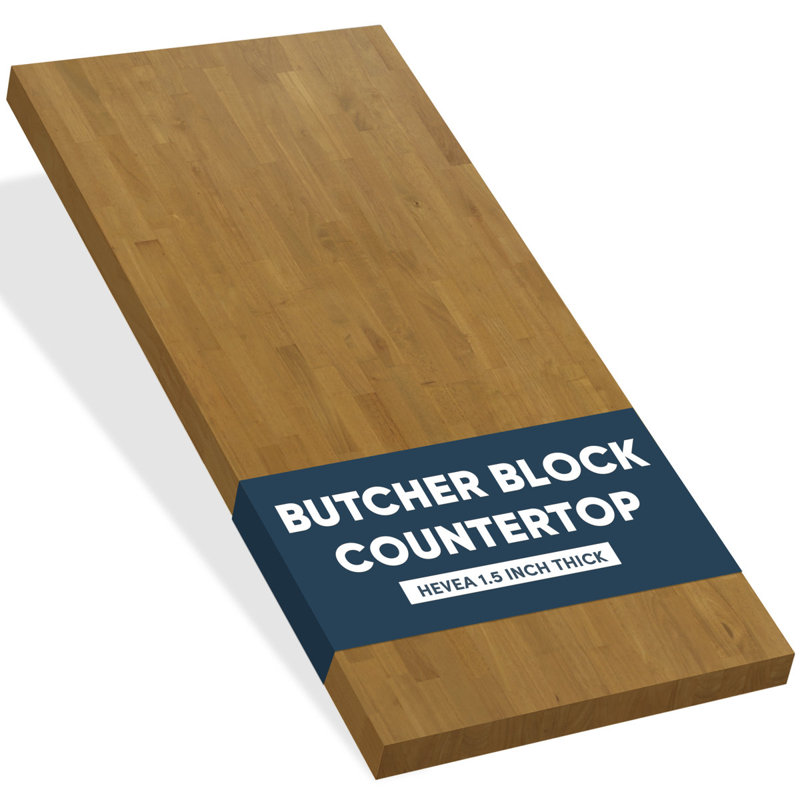 Comptoir en bois massif Hevea, Marron clair, 1.5" H x 48" L x 25" W