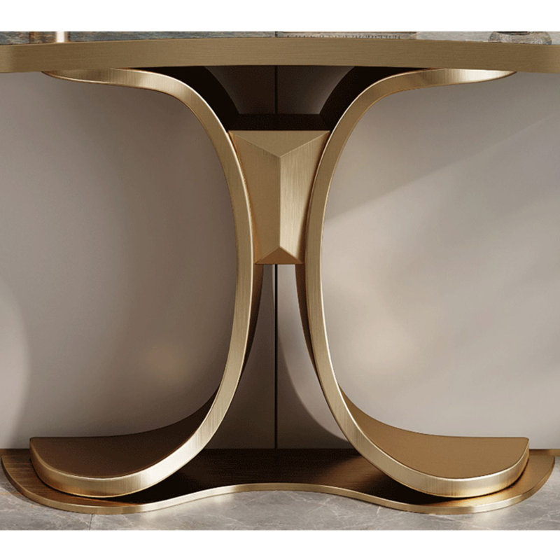 Table d'entrée moderne en acier inoxydable, Doré, H 33,4 po x l 70,8 po x P 14,9 po