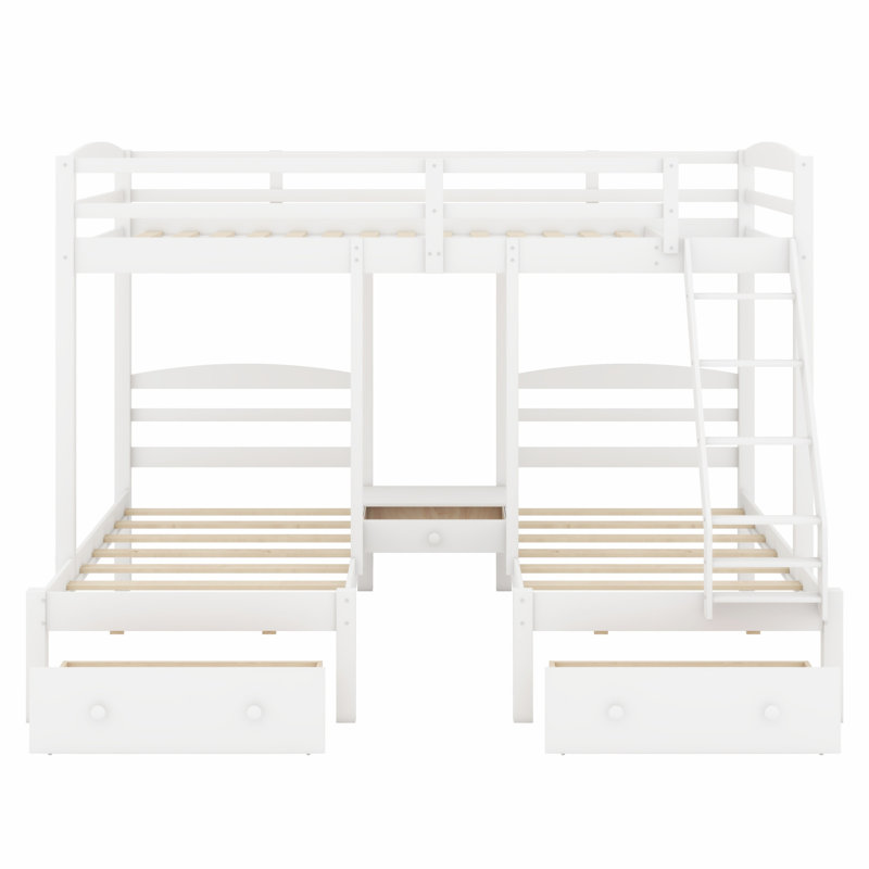 Lit superposé triple pour enfants avec tiroirs de rangement