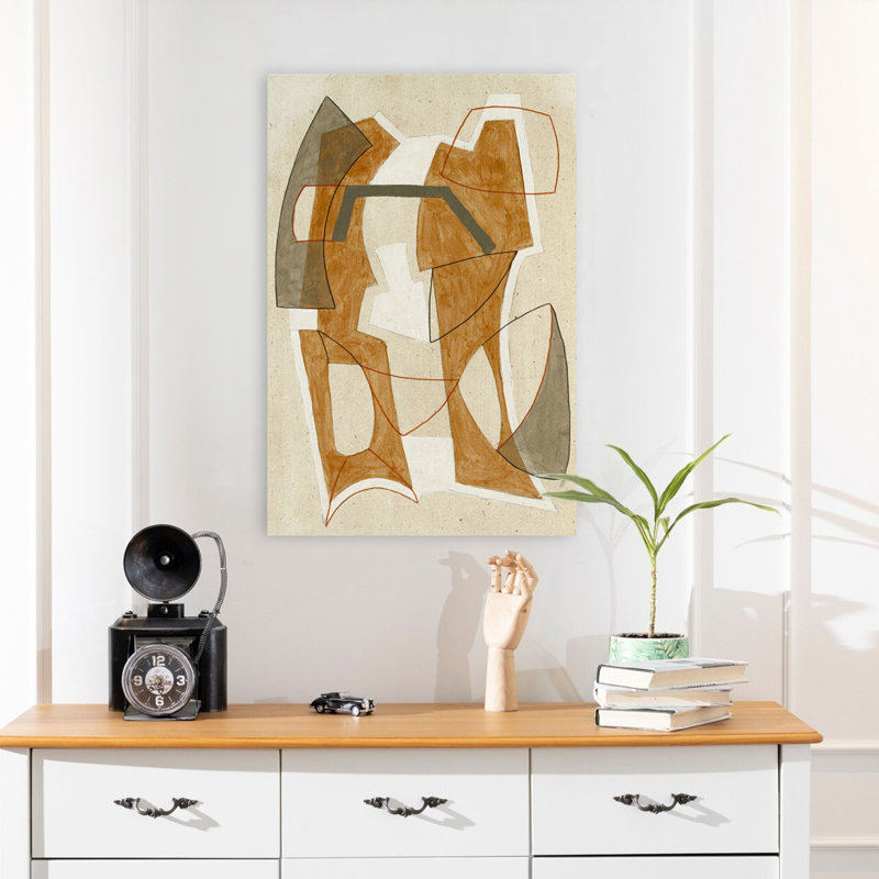 Mid Mid Rust - Art abstrait Mid-Century, H 24 po x l 16 po