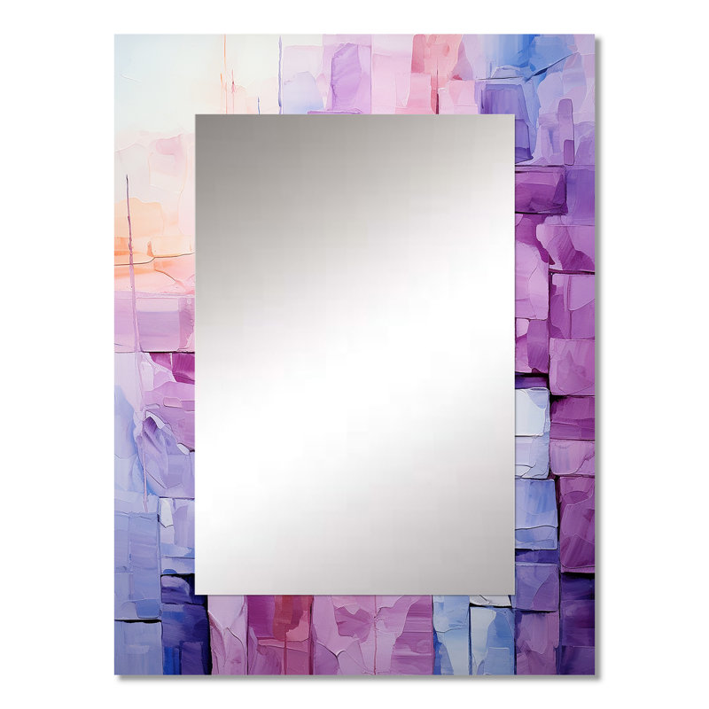 Lilas treillis formes abstraites I - miroir mural décoratif formes abstraites, miroir moderne, art imprimé en métal