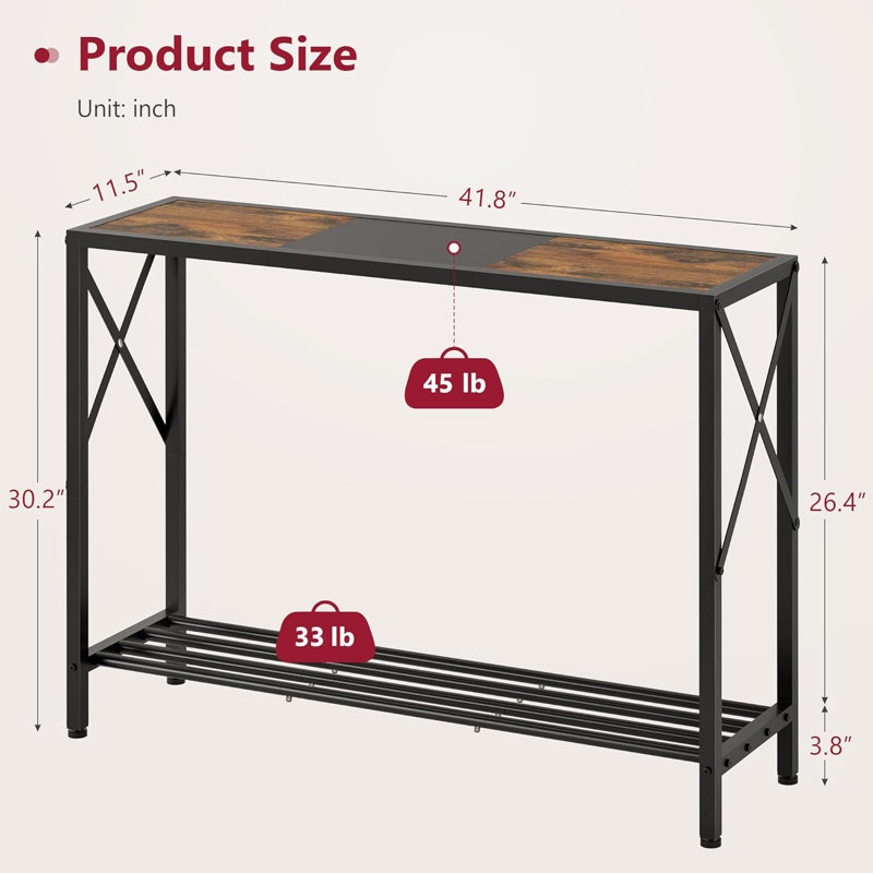 Narrow Entrance Sofa Table With Shelf
