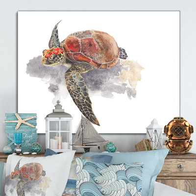 Tortue de mer - reproduction sur toile avec cadre flottant