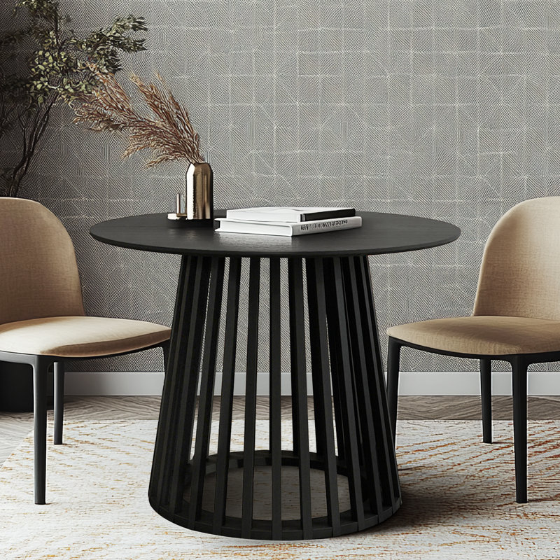 Petite table de salle à manger ronde pour 4, Noir, noir, noir, noir