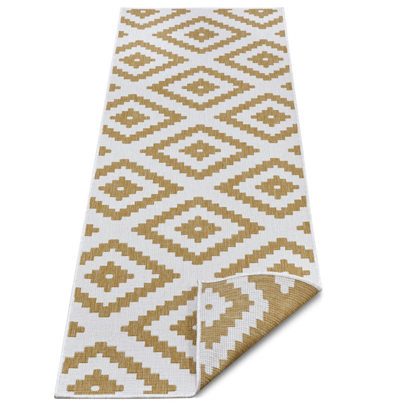 Reversible Flatweave Ocher/Ivory Rug, Runner 80 x 350cm