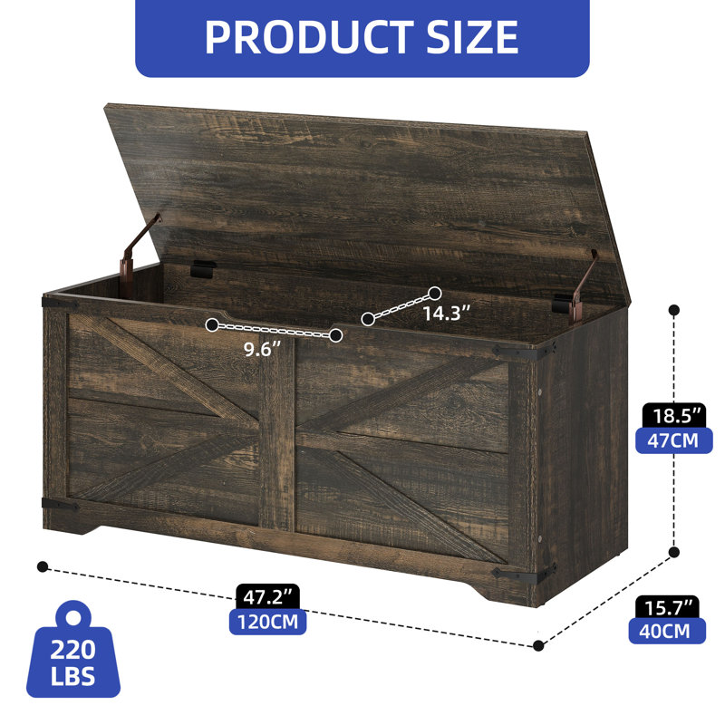Multi-Functional Entryway Bench and Storage Chest for Homes, Dark Oak