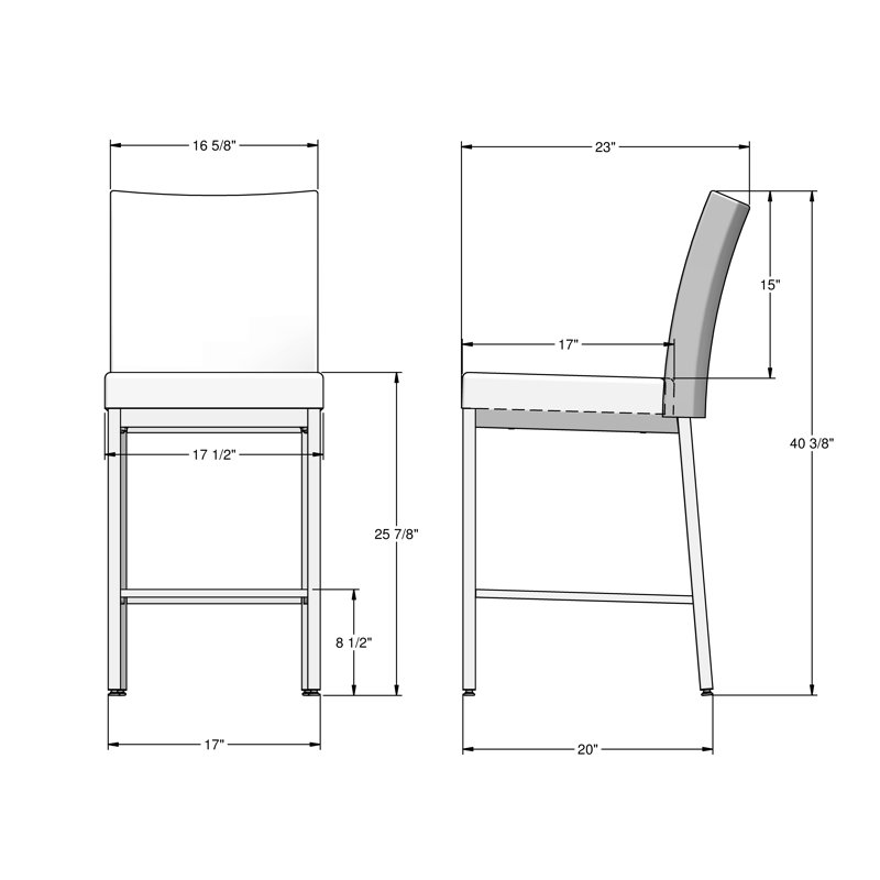 Tabouret de bar et de comptoir Driggers, Tabouret de comptoir (siège d'une hauteur de 26 p, Noir, Noir