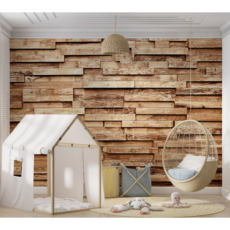 Murale pelez et collez - petites bandes de bois, L 57 po x L 41 po