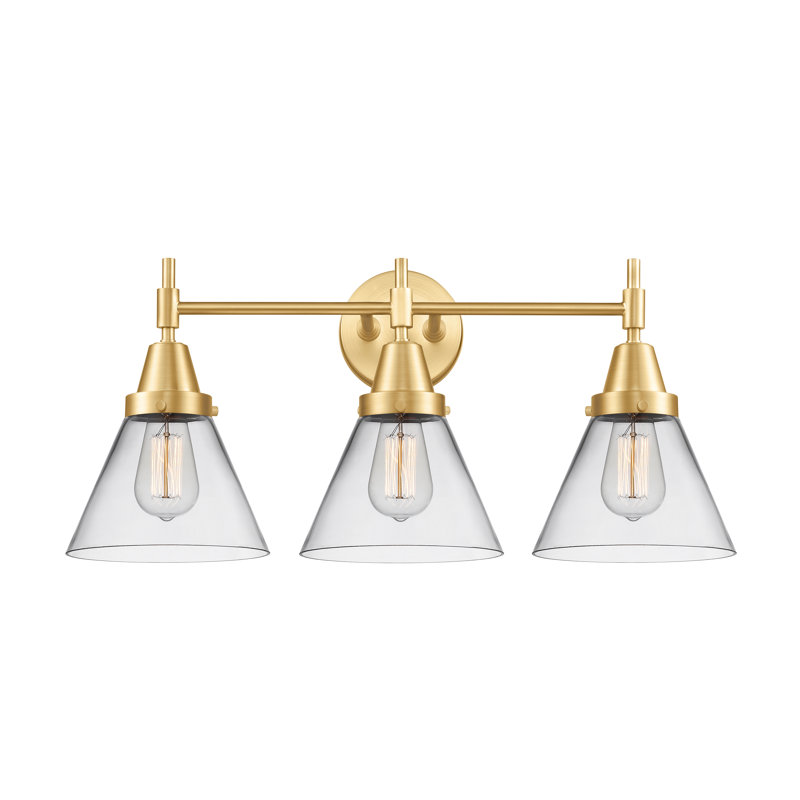 Éclairage pour meuble-lavabo de salle de bain 8 "3 lumières 26" Shauna Cone, Incandescente, Transparent