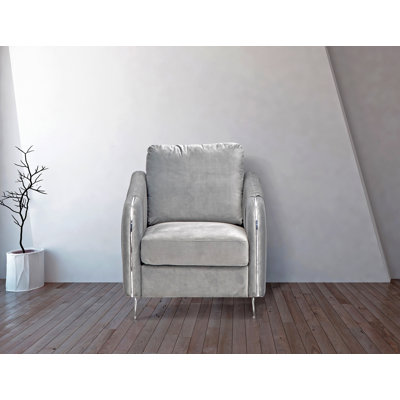 Chaise en velours Daphne en peluche avec pieds chromés en gris
