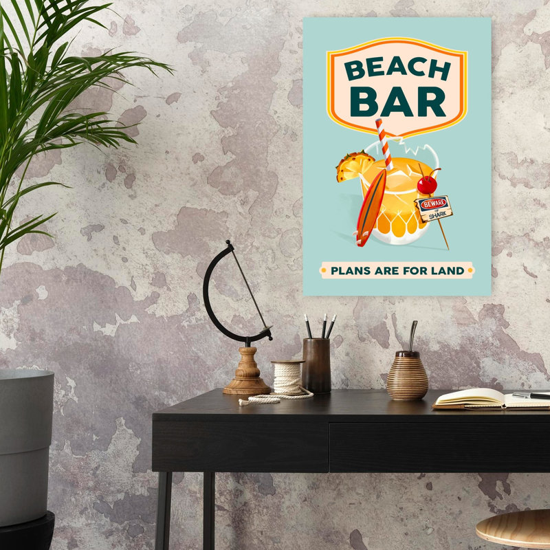 Beach Bar Summer Tropical Cocktail Bar Art by The Whiskey Ginger - Wrapped Canvas Print, 60.96 cm H x 40.64 cm W
