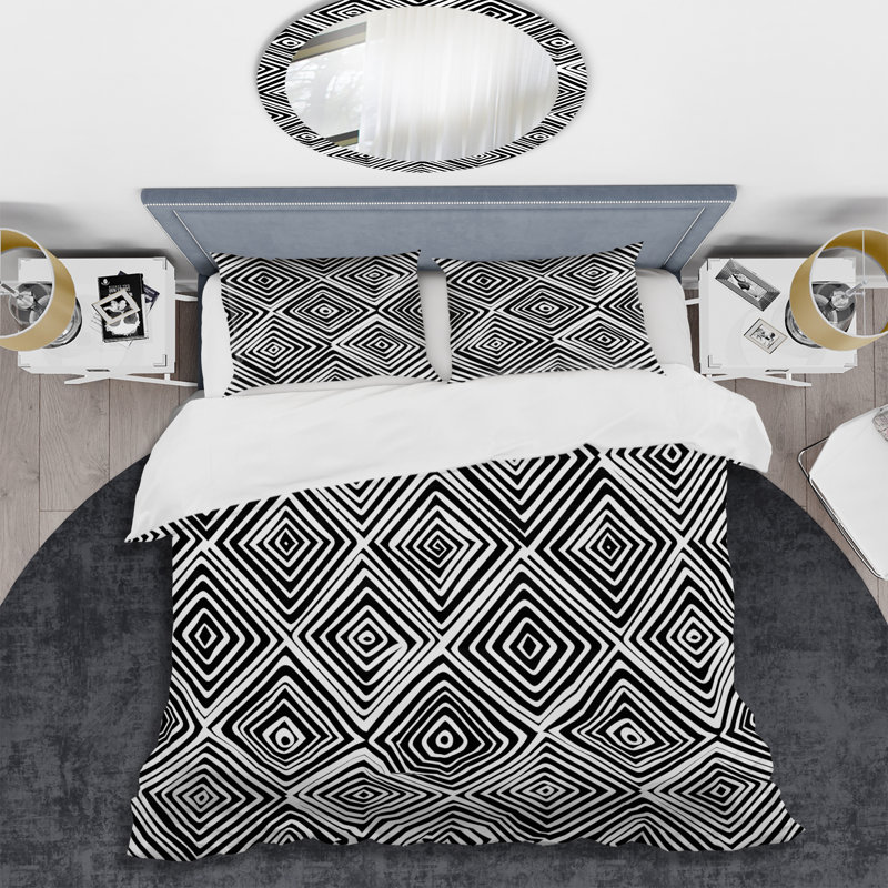 Ensemble de housse de couette moderne Black Modern Maze II, Housse de couette très grand et 2 très grandes t