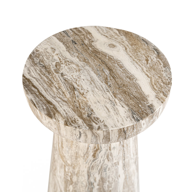 Grover Outdoor Faux Stone Chalice Side Table - Brown, Brown